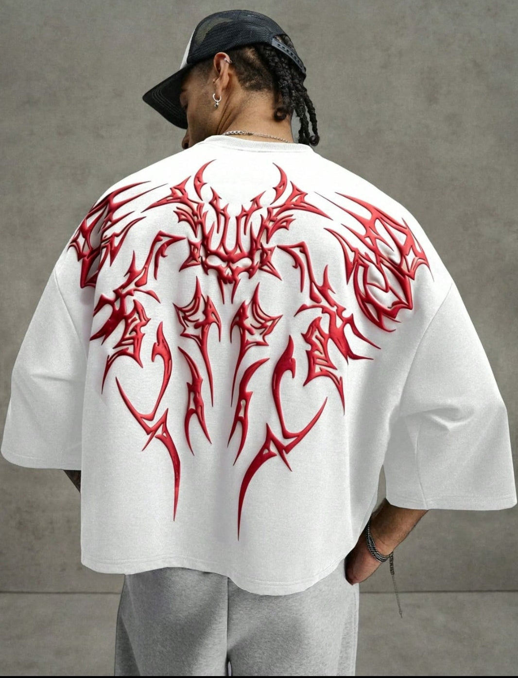 Crimson Tribal Oversized Graphic Tee